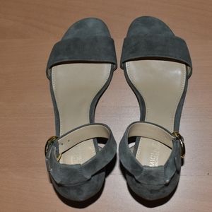 Michael kors suede green wedge sandals